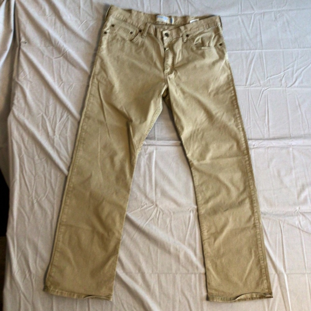 Wrangler Flex Straight Fit Jeans Mens 34 Beige Denim Pockets Streetwear Everyday